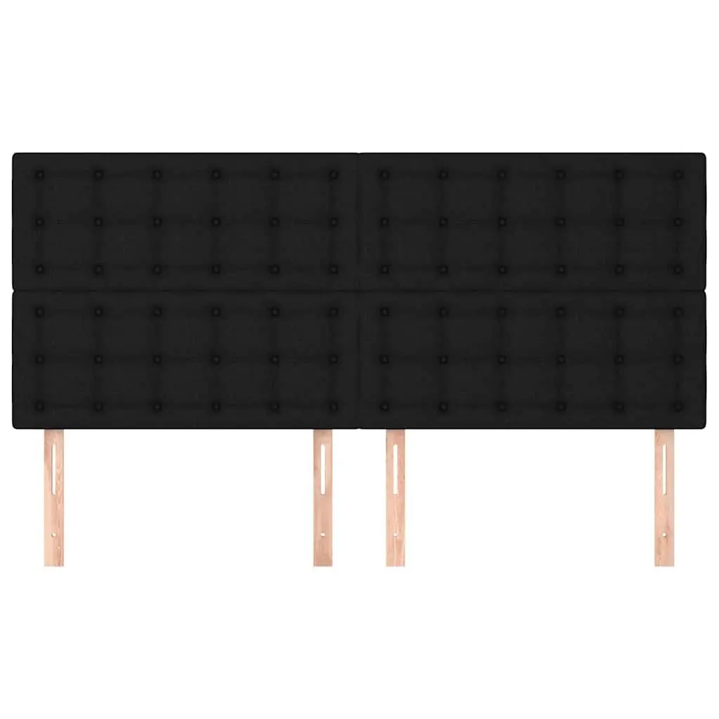 Black Fabric Headboard with Wooden Legs Adjustable Height Bedroom Furniture