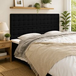 Black Fabric Headboard Specifications 200x5x118/128 cm