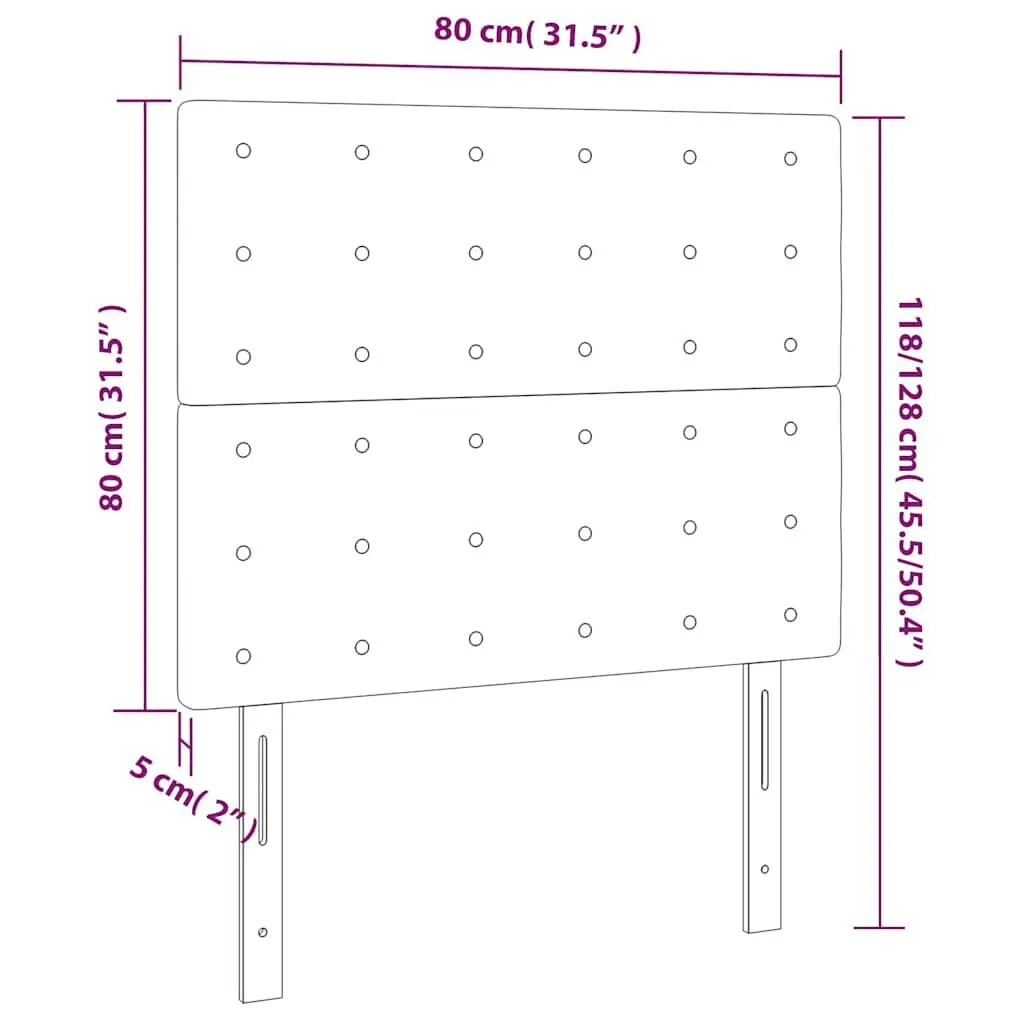 Headboard Dark Grey Velvet Adjustable Height Bed Head Support 80 x 5 x 118/128 cm