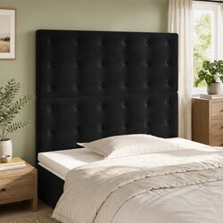 Black Velvet Headboard 100cm Width Adjustable Height Bedroom Bed Upholstered