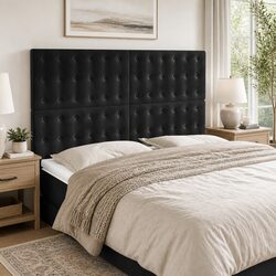 Black Velvet Headboard: Dimensions 144 x 5 x 118/128 cm