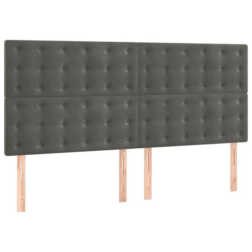 Dark Grey Velvet Headboard 160cm Adjustable Height Wooden Legs Bedroom Furniture