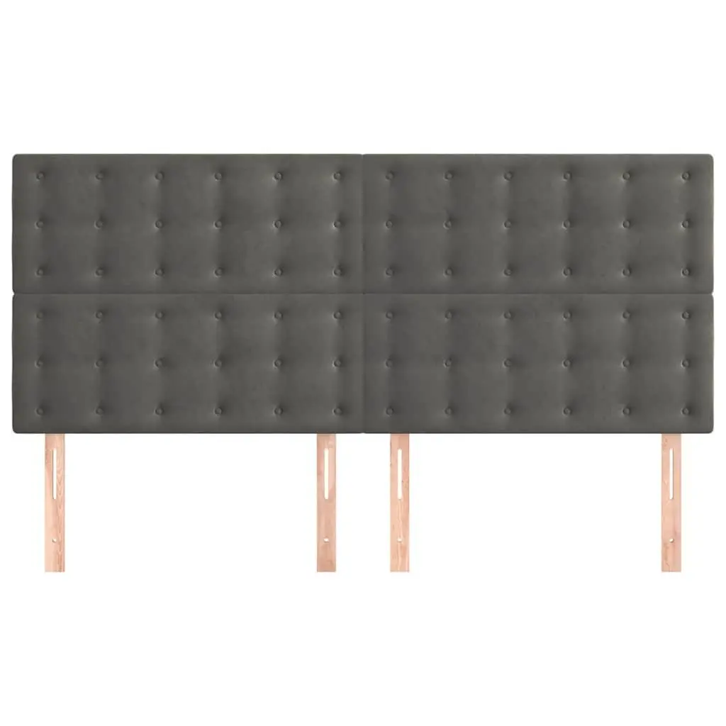 Dark Grey Velvet Headboard 160cm Adjustable Height Wooden Legs Bedroom Furniture