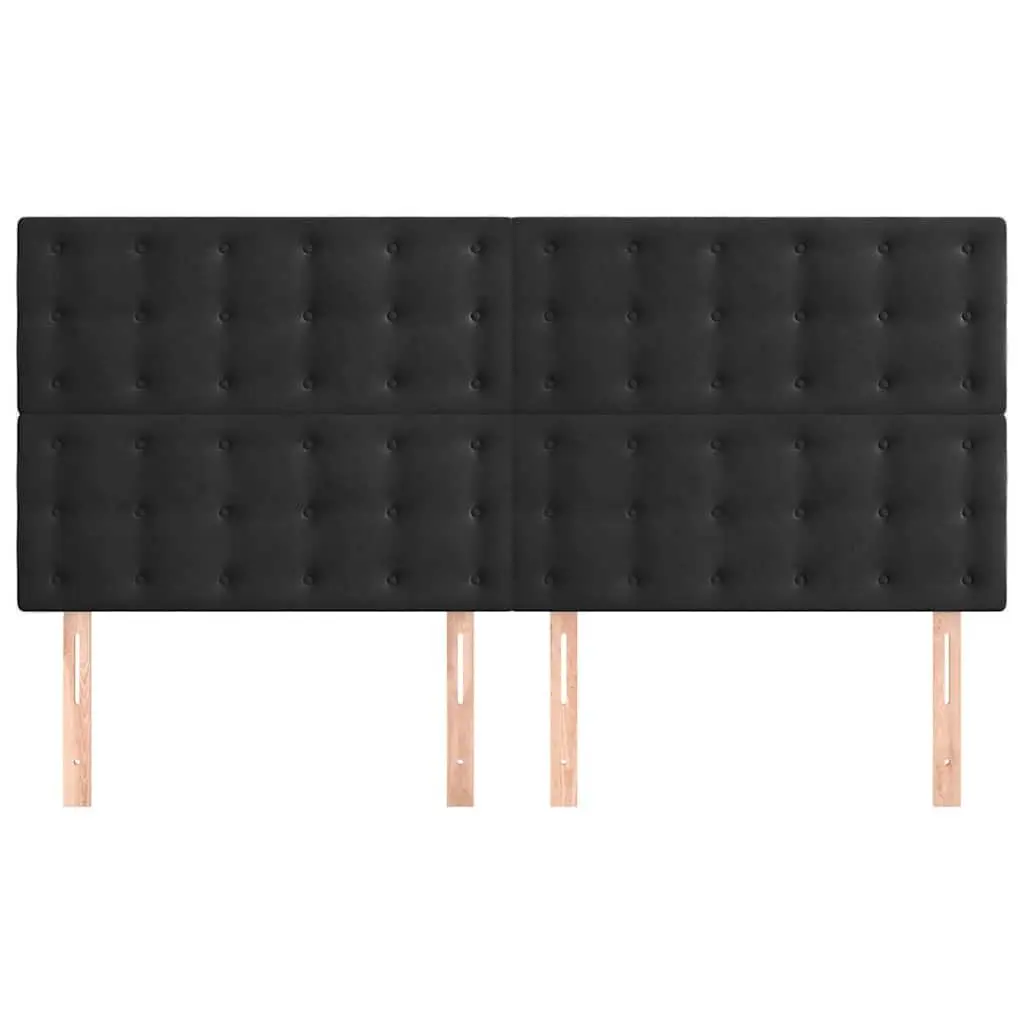 Velvet Headboard Black Bedroom 160cm Adjustable Height Back Support Wooden Legs