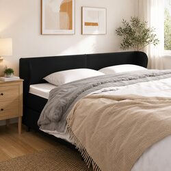 Headboard with Ears Black 163 cm Faux Leather Bedroom Furniture Back Support