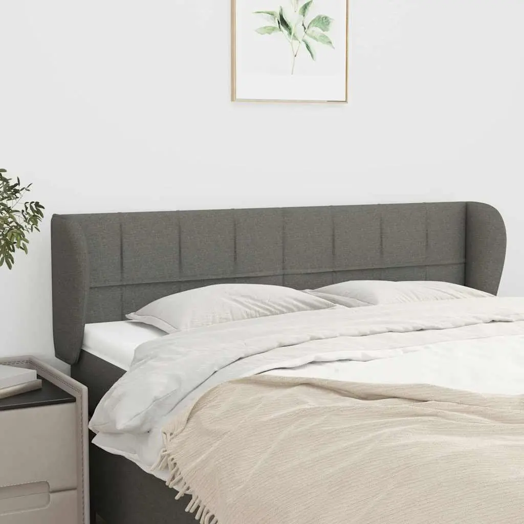 Headboard with Ears Bedroom 147 cm Grey Fabric Adjustable
