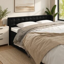 163cm Black Faux Leather Headboard with Adjustable Height