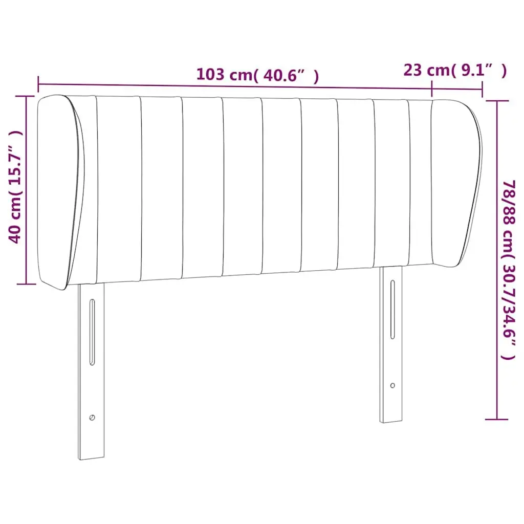 Fabric Headboard with Ears for Bedroom 103cm Grey