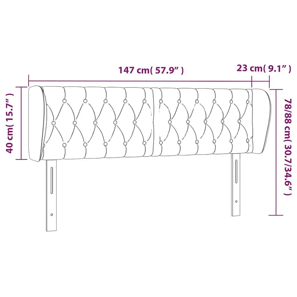 Grey Fabric Headboard 147cm with Ears