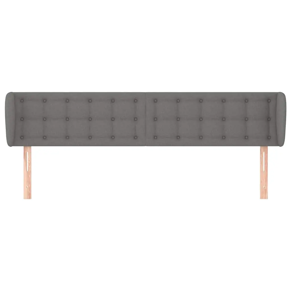 Headboard with Ears Grey Fabric Bed Head Adjustable Height Wooden Legs Support