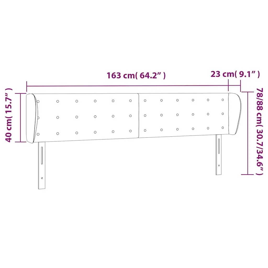Headboard with Ears Grey Fabric Bed Head Adjustable Height Wooden Legs Support
