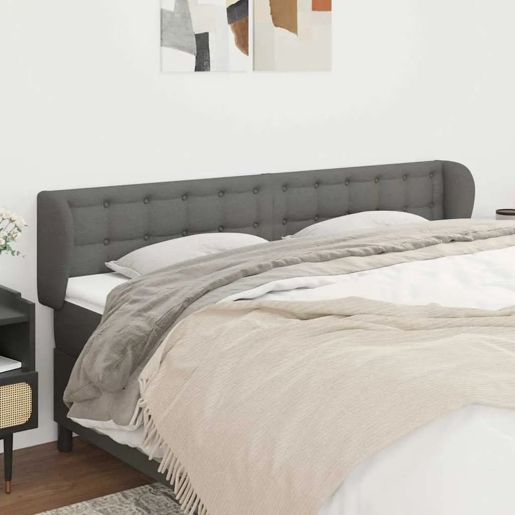 Grey Fabric Headboard 203cm with Wooden Legs
