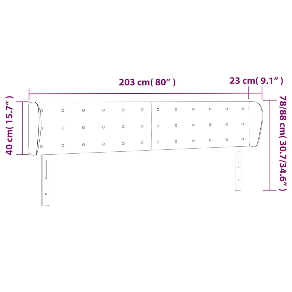 Grey Fabric Headboard 203cm with Wooden Legs