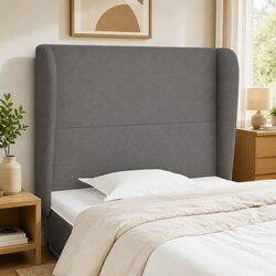 Headboard with Ears Grey 103cm Fabric Bedroom Support Backrest