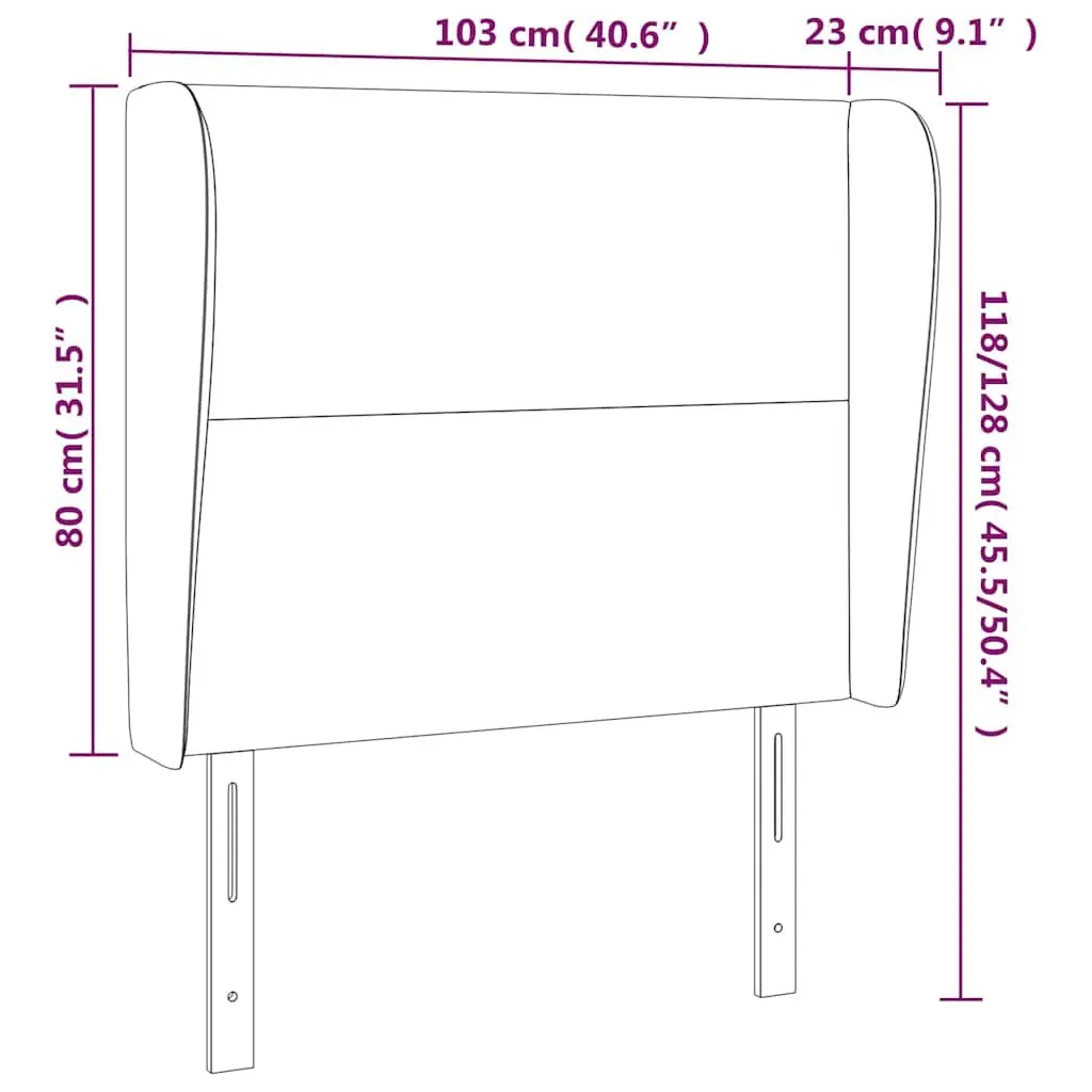 Headboard with Ears Grey 103cm Fabric Bedroom