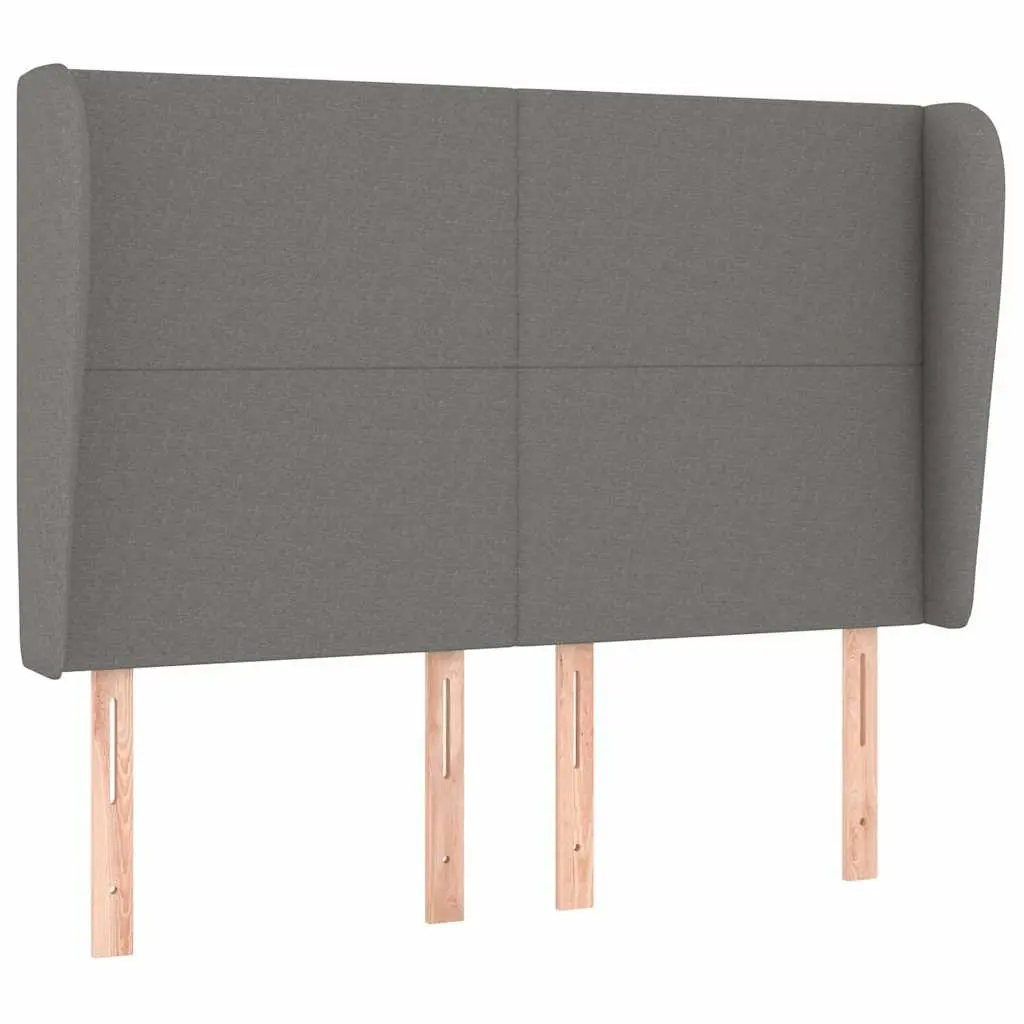 Headboard with Ears Grey 147 cm Bedroom Furniture Fabric Head Board Support