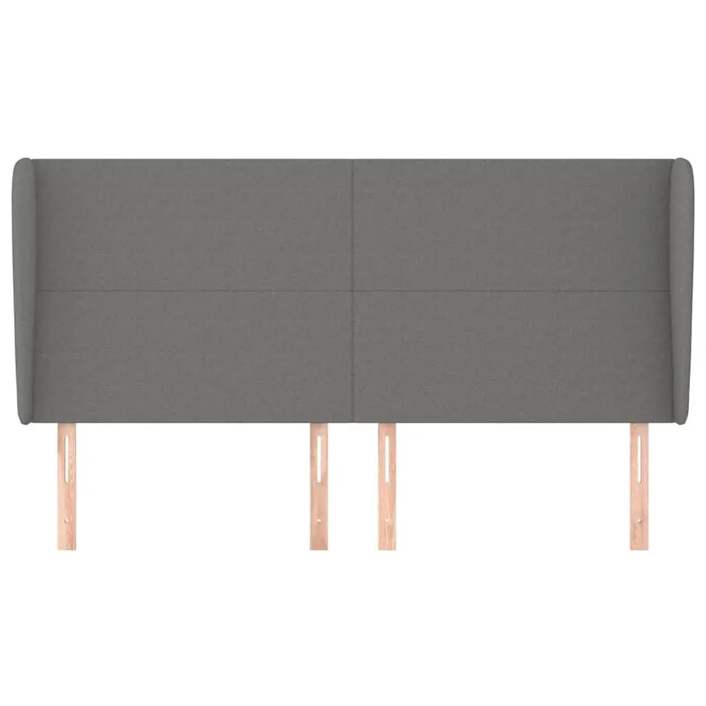 Headboard with Ears Bedroom 163 cm Grey Fabric Adjustable Height Back Support