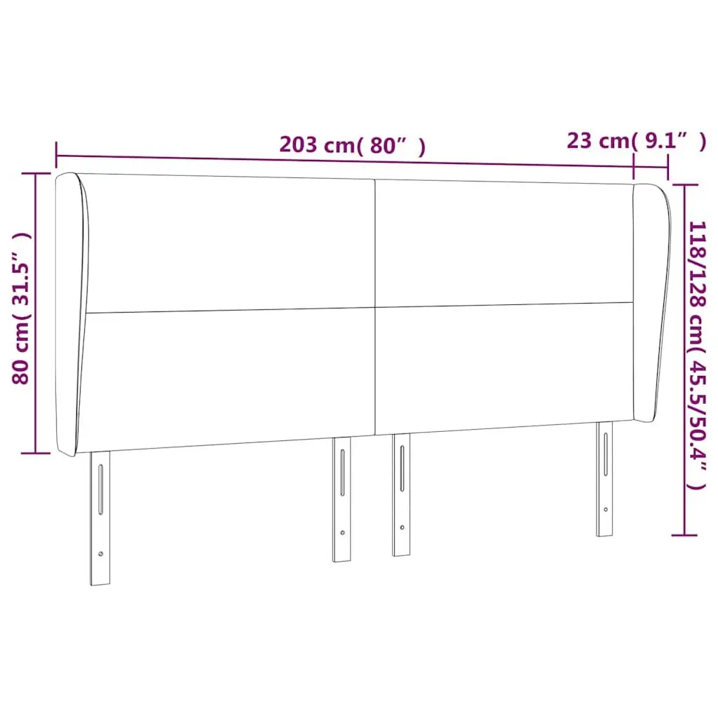 Headboard with Ears Bedroom Dark Grey 203cm Fabric Bed Head Support