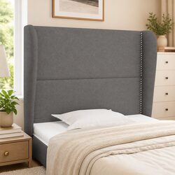 Grey Fabric Headboard with Ears - 83cm Dimensions