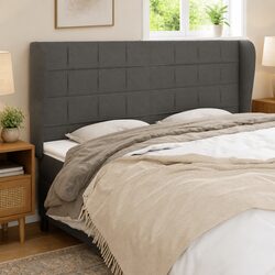 Grey Fabric Headboard with Ears - Dimensions 203cm