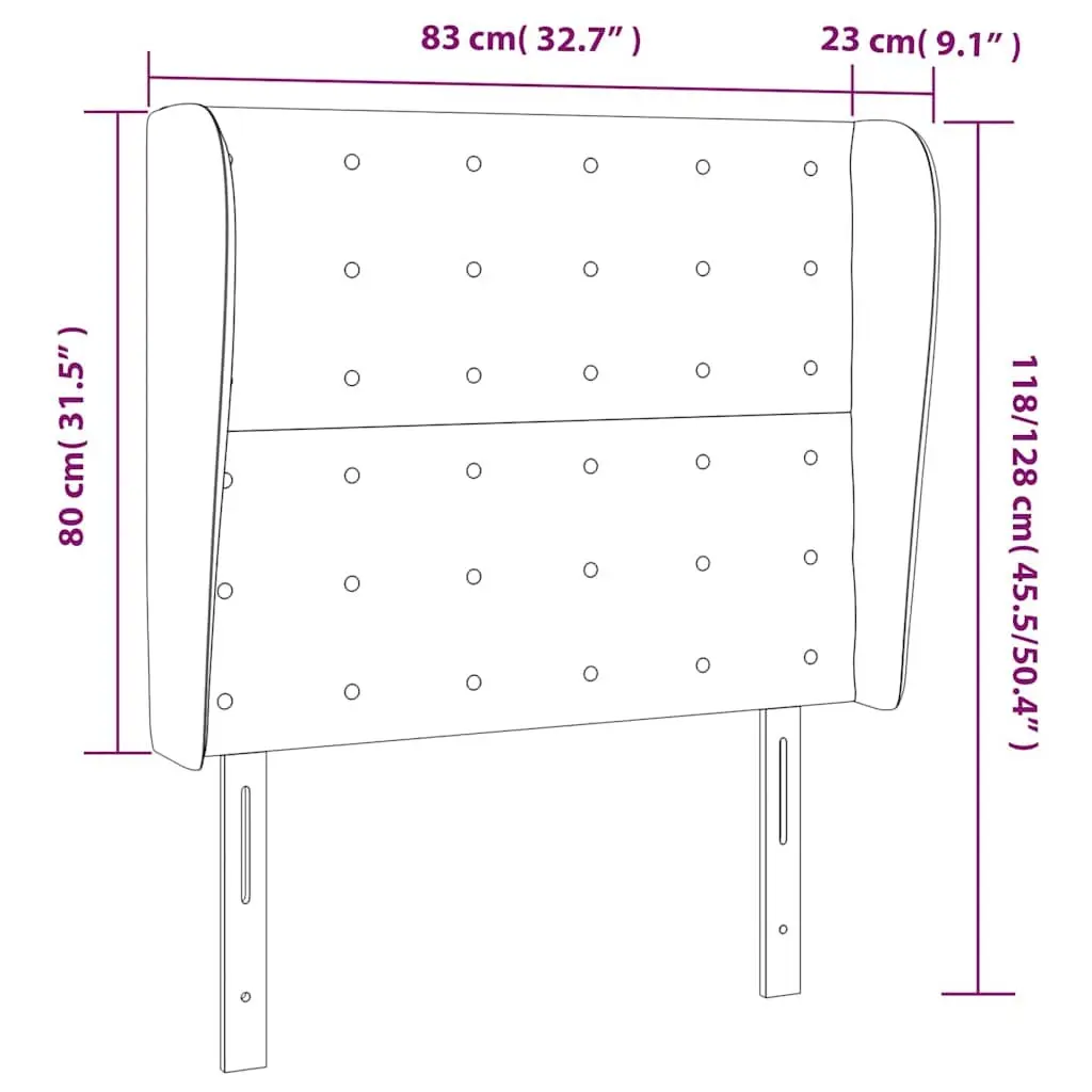 Headboard with Ears for Bedroom 83 cm Black Faux Leather Back Support