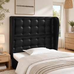 Black Faux Leather Headboard with Ears - 103cm Dimensions