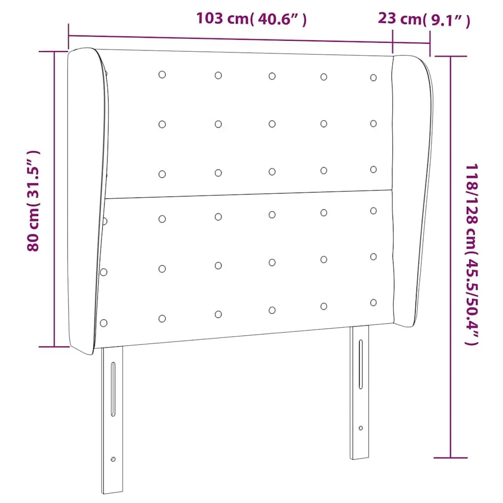Faux Leather Headboard with Ears for Bedroom 103cm Black