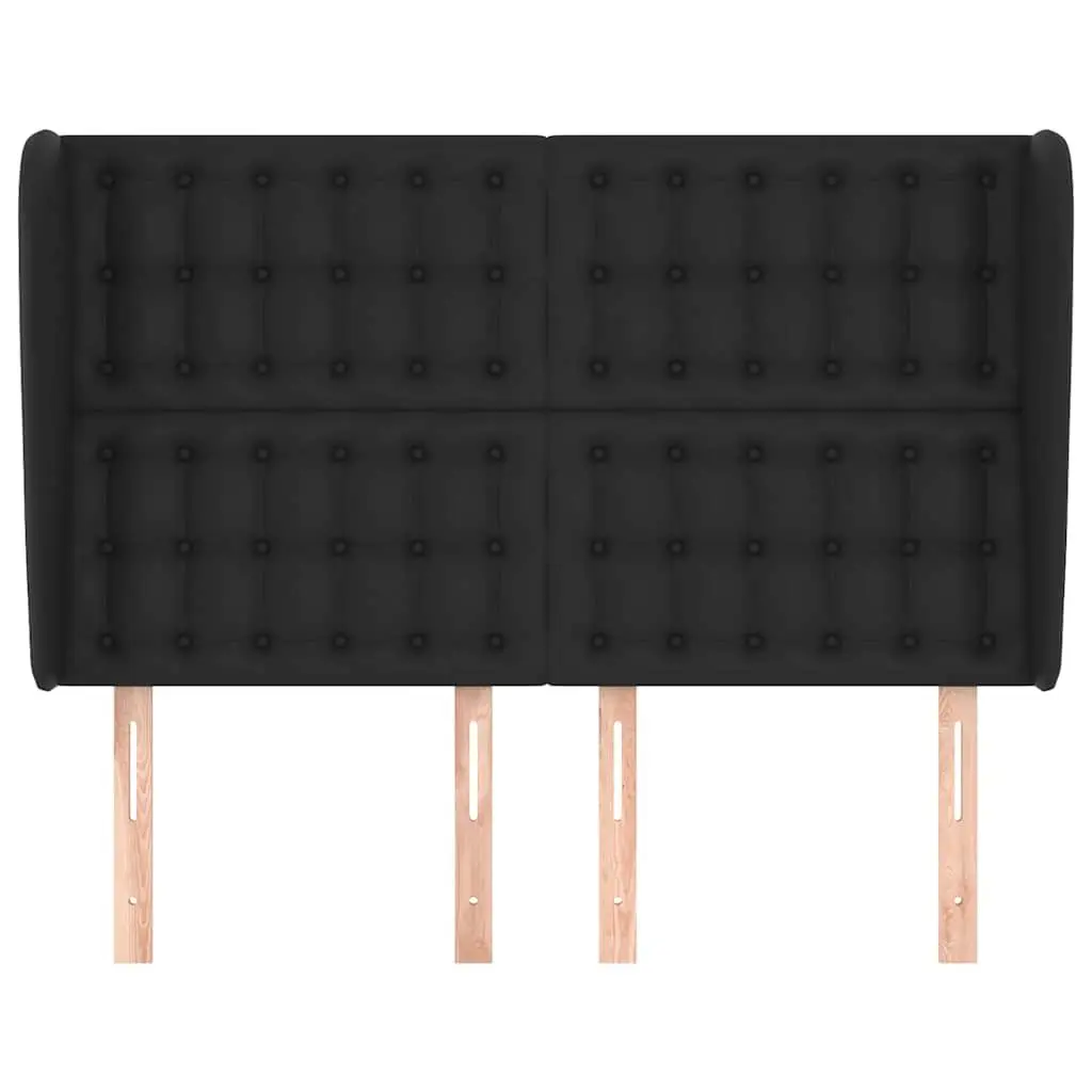 Black Faux Leather Headboard with Ears
