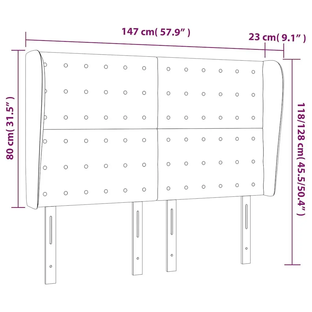 Black Faux Leather Headboard with Ears