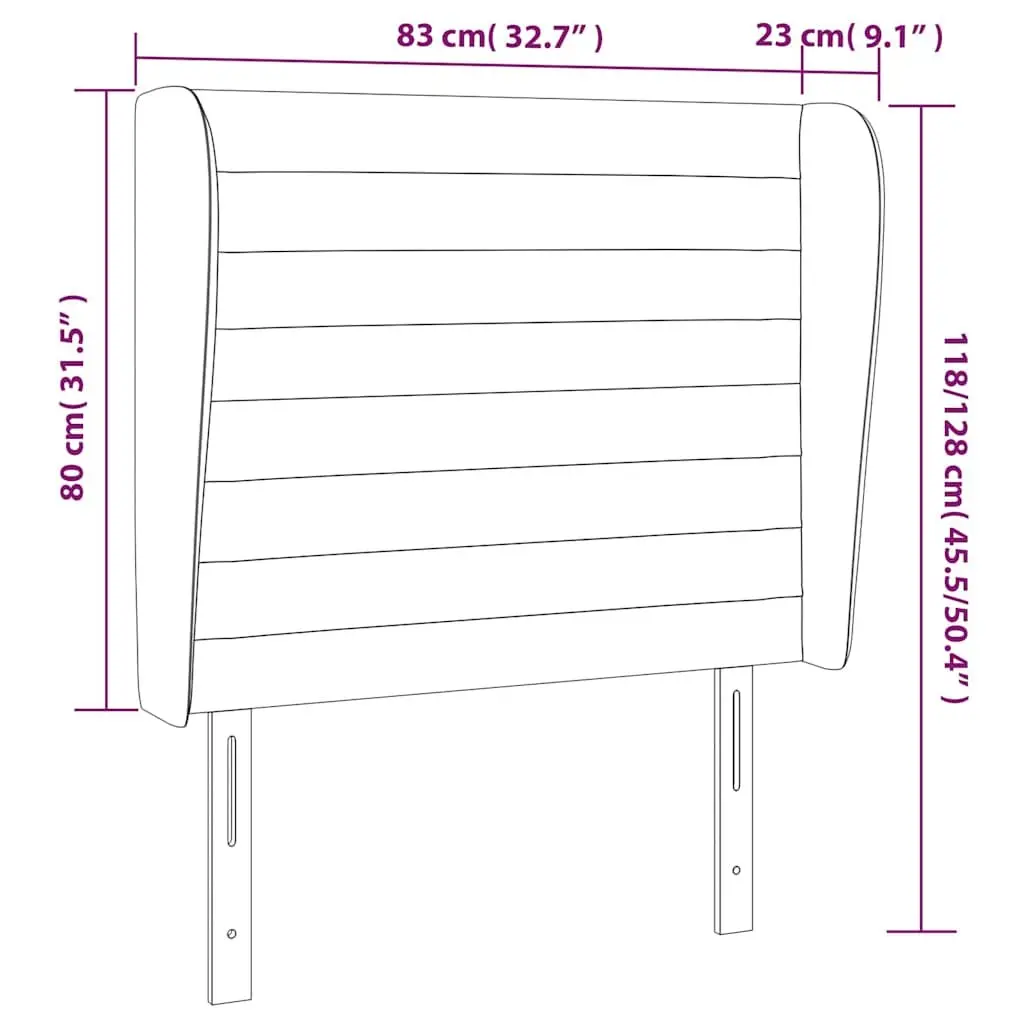 Grey Fabric Headboard 83cm with Adjustable Height Support