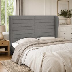 Headboard with Ears: Dark Grey, 147x23x118/128 cm Dimensions