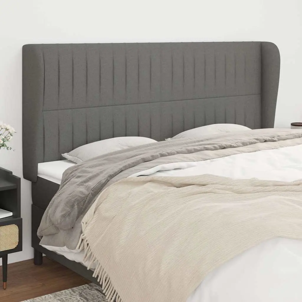 Dark Grey Fabric Headboard with Ears