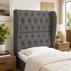 Dimensions of 83cm Grey Fabric Headboard with Ears