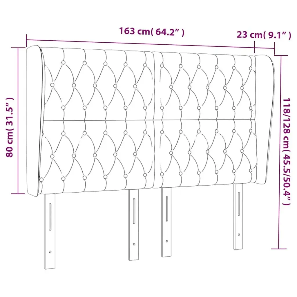 Grey Fabric Headboard with Ears 163 cm