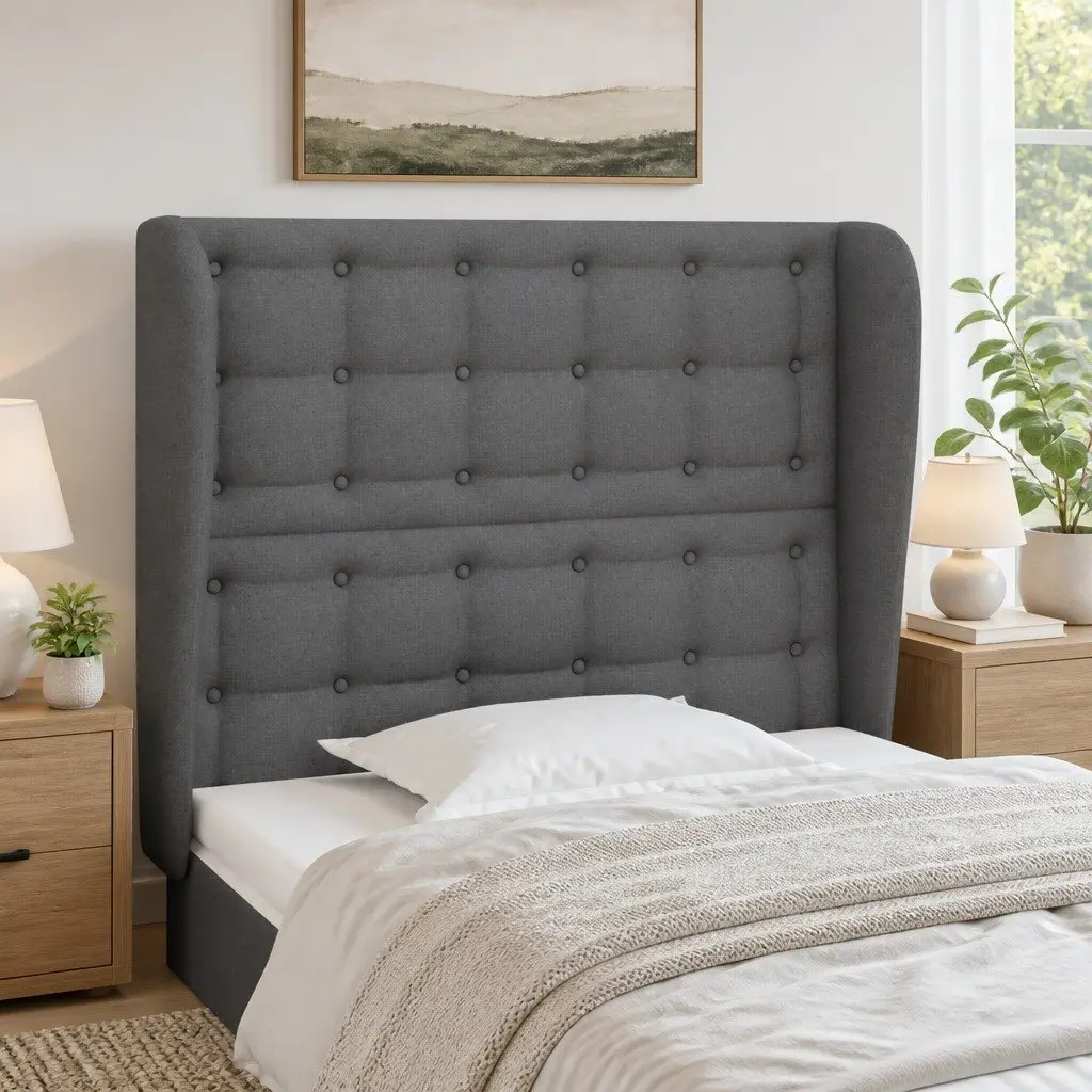 83cm Grey Fabric Headboard with Adjustable Height