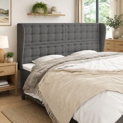 Grey Fabric Headboard Specifications: Height Adjustable & Durable