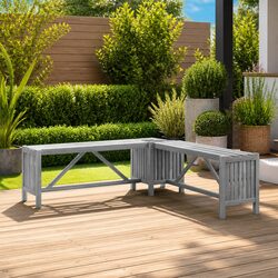 Garden Corner Bench and Planter Box - 117cm Grey Wood