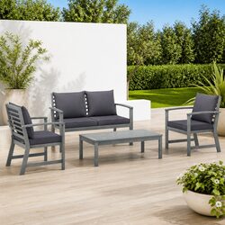 Garden Lounge Set 4 Piece Outdoor Furniture with Cushions Acacia Wood