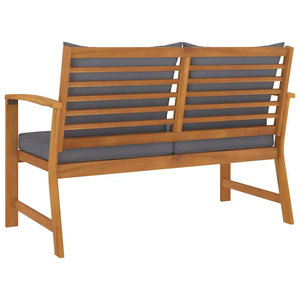Garden Bench Outdoor Seating 120cm Acacia Wood with Grey Cushion