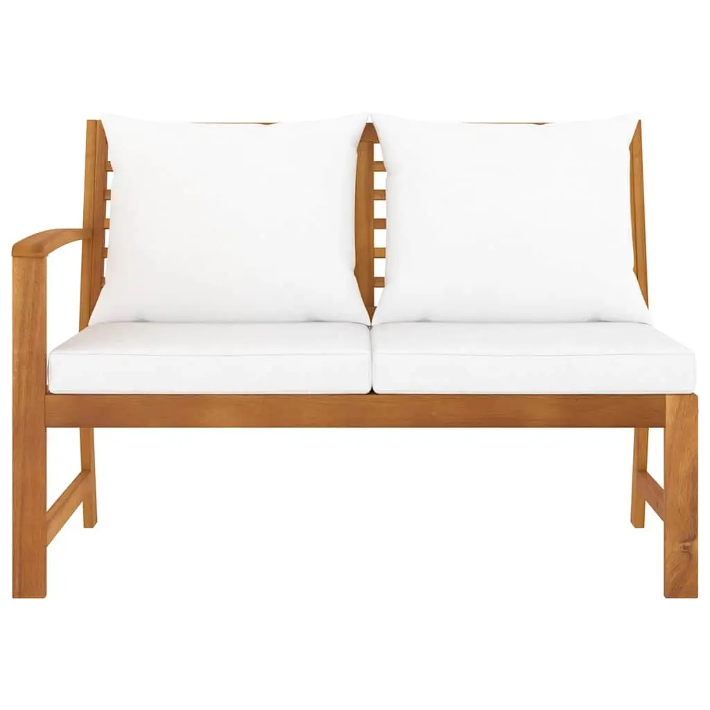 Garden Bench Outdoor Seating 114.5cm with Cream Cushion Solid Wood