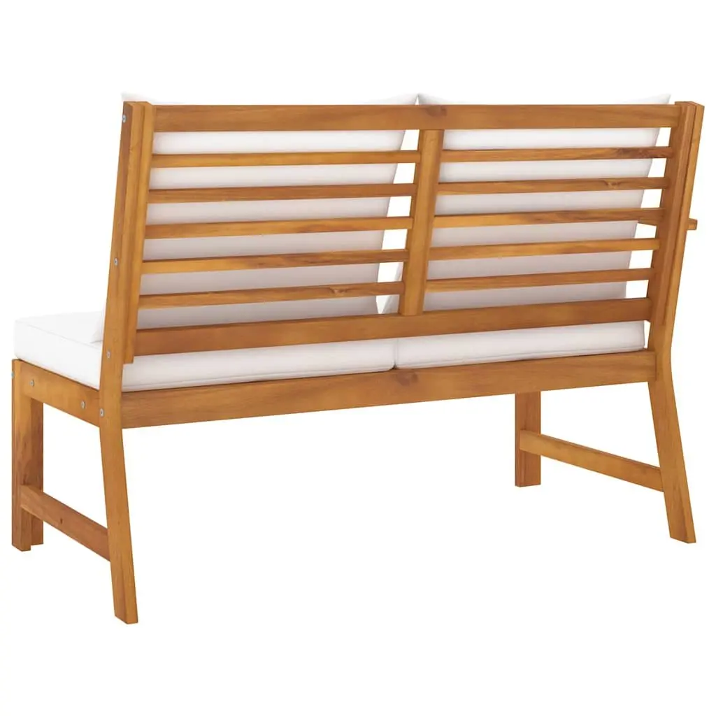 Garden Bench Outdoor Seating 114.5cm with Cream Cushion Solid Wood