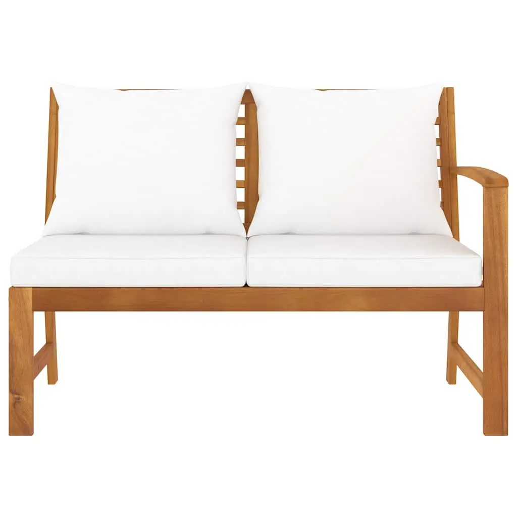 Garden Bench Outdoor Seating 114.5cm Acacia Wood with Cream Cushion