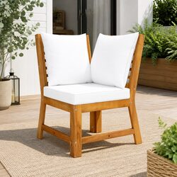 Acacia Wood Outdoor Sectional Sofa with Padded Cushions
