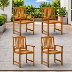 4 Outdoor Garden Chairs Made from Solid Acacia Wood