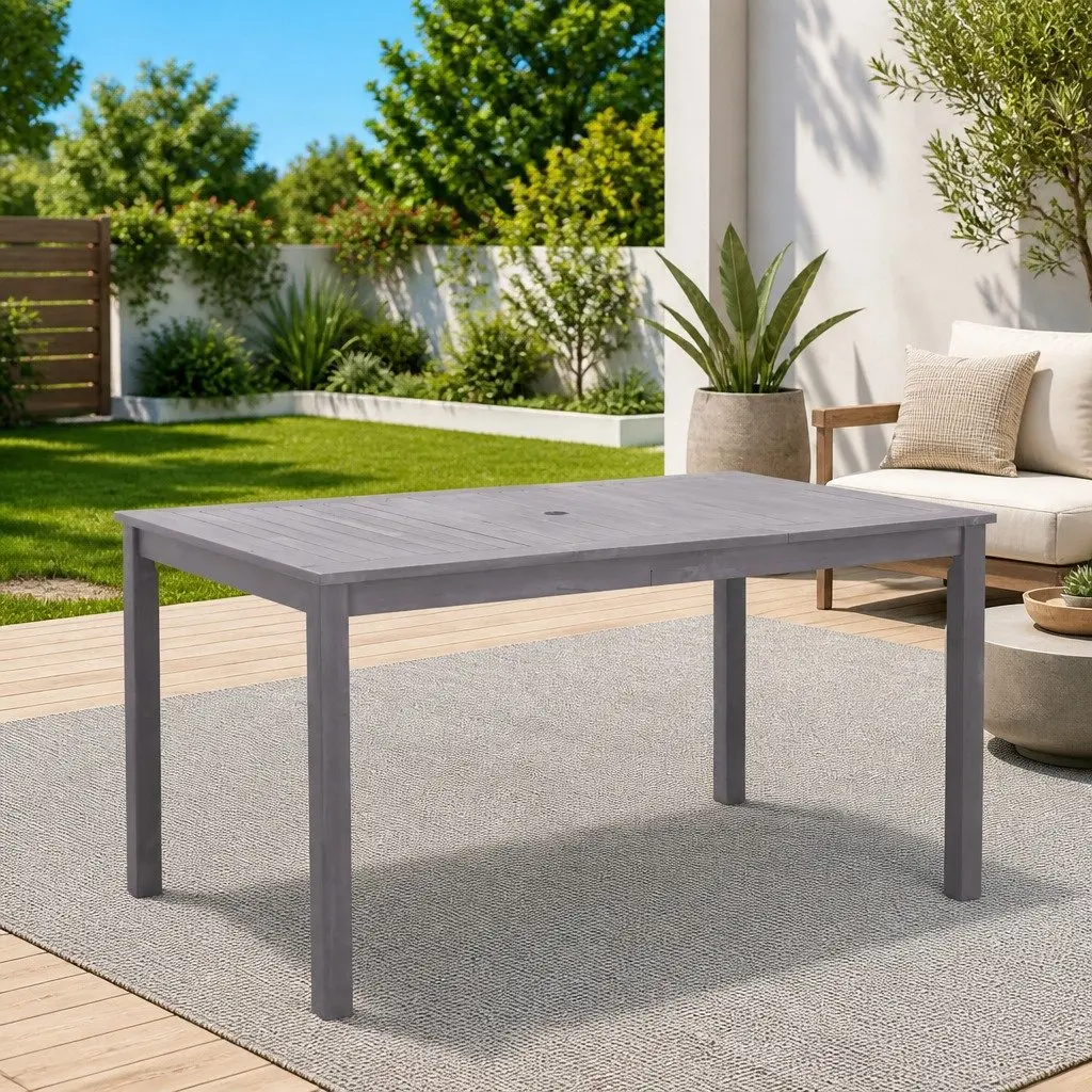 Garden Dining Table Outdoor Furniture Solid Acacia Wood Grey Wash 140x80x74cm