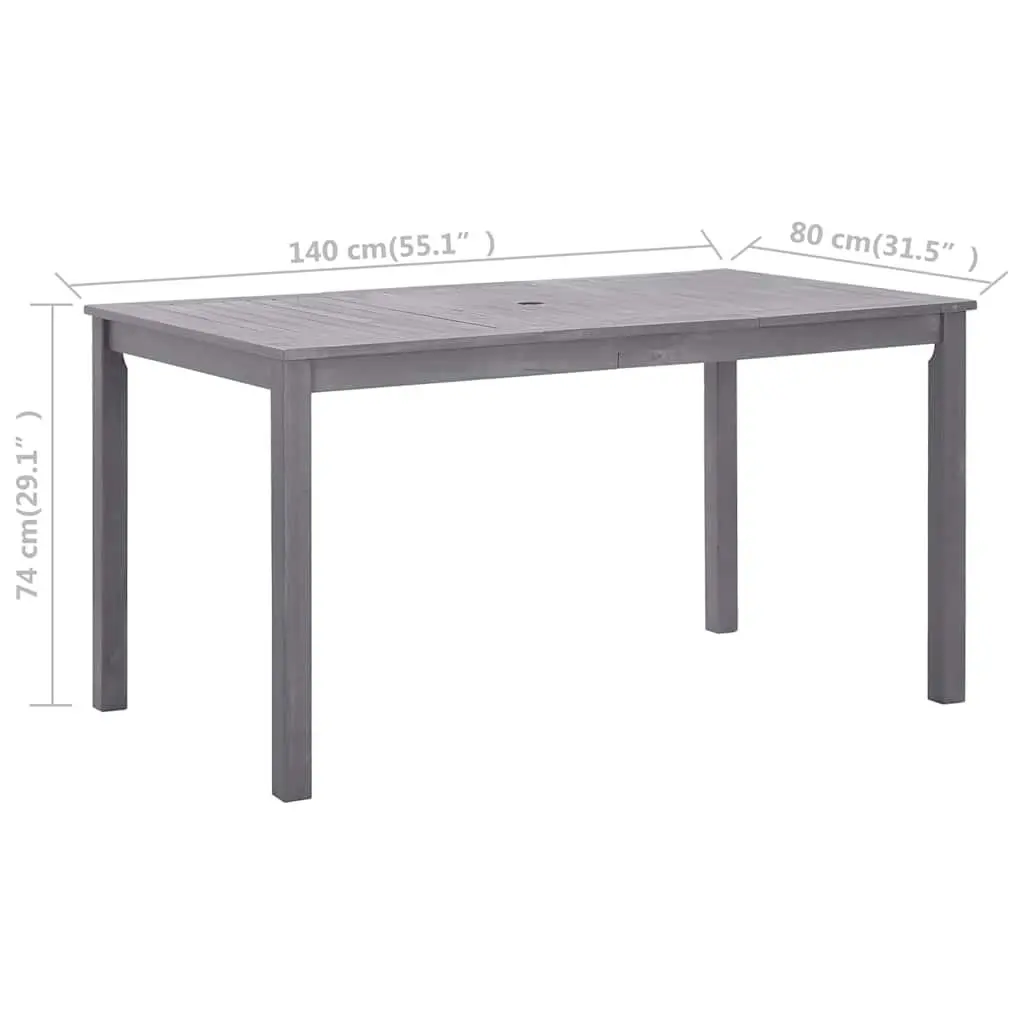 Garden Dining Table Outdoor Furniture Solid Acacia Wood Grey Wash 140x80x74cm