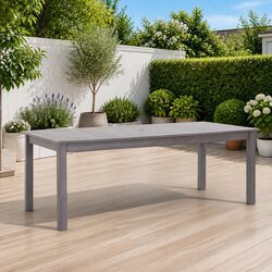Solid Acacia Wood Garden Table Grey Wash Outdoor Dining Patio Furniture 200x90cm