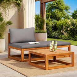 Outdoor Lounge Set: 3 Pieces of Acacia Furniture
