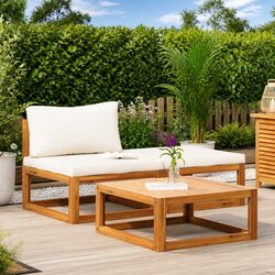 3-Piece Outdoor Sectional Sofa with Cushions and Coffee Table