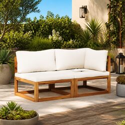 Wooden Outdoor Sofa Set: 2-Piece Corner & Middle Unit